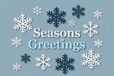 Seasons Greetings with Snowflakes