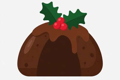 Christmas Pudding with Holly