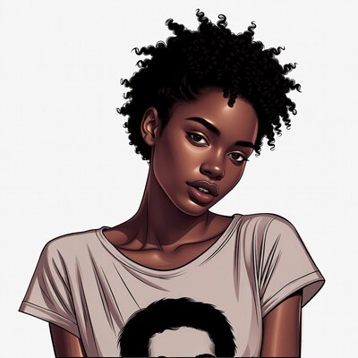 African-American woman with curly hair