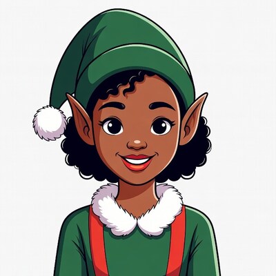 Smiling African-American elf girl illustration