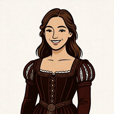 Smiling woman in Renaissance dress