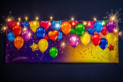 Colorful Balloons with Lights and Sparks