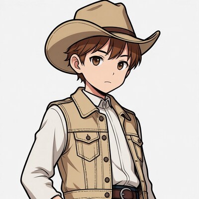 Anime boy in cowboy hat
