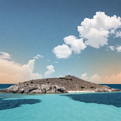 Rocky Island in Turquoise Lagoon