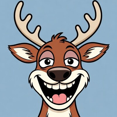 Cartoon deer laughing happily