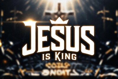 Jesus is King Graphic with Crown and Cross