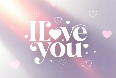I Love You text with hearts