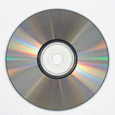 Shiny CD Disc on White Background