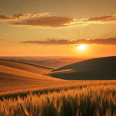 Golden Wheat Fields at Sunset