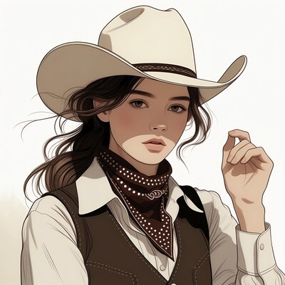 Cowgirl wearing white hat