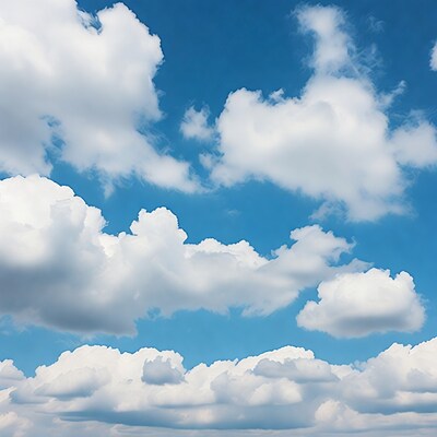 Fluffy white clouds in blue sky