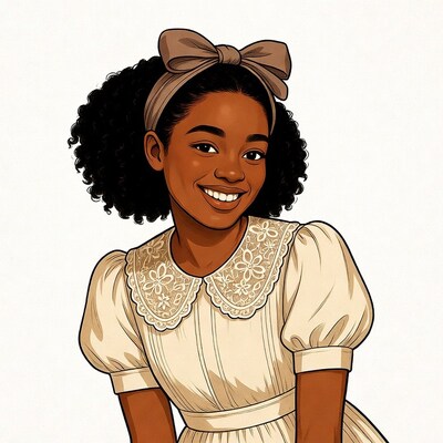 Smiling African-American girl with bow
