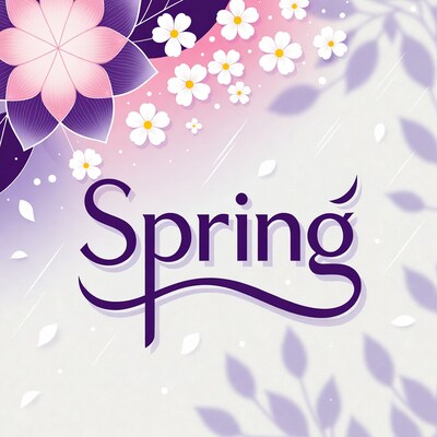 Spring Text with Flowers Illustration