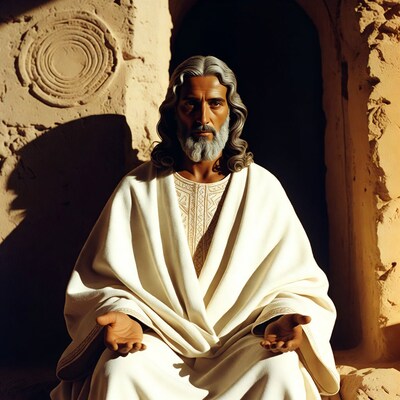 Jesus Christ statue in stone archway