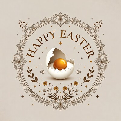 Happy Easter Cracked Egg Illustration