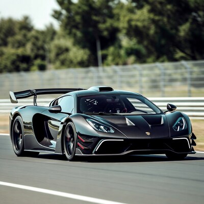 Black Koenigsegg Jesko on racetrack