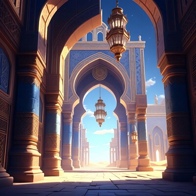 Majestic Moorish Archway with Lanterns