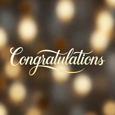 Golden Congratulations Text with Bokeh Background