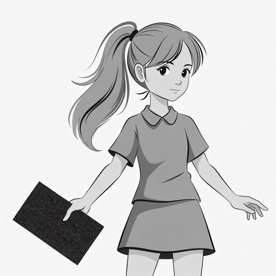 Anime girl holding bag