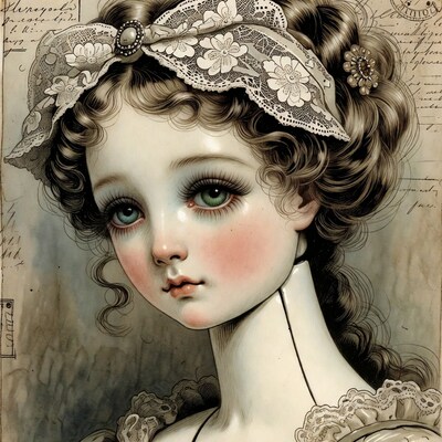 Doll girl with lace headband