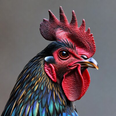 Colorful Rooster Portrait