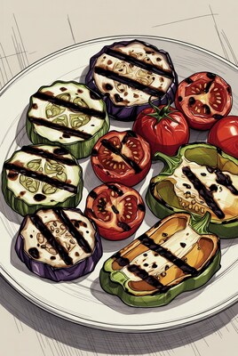 Grilled Vegetables on White Plate