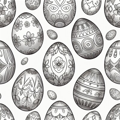 Decorated Easter Eggs Pattern Illustration