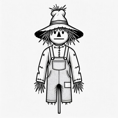 Scarecrow in Overalls Illustration