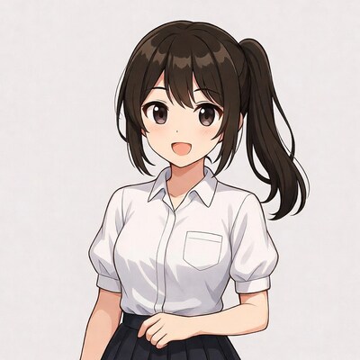 Anime girl in school uniform smiling