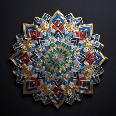 Colorful Mandala on Black Background
