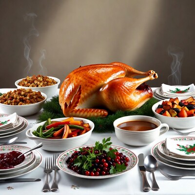Roast Turkey Thanksgiving Dinner Table
