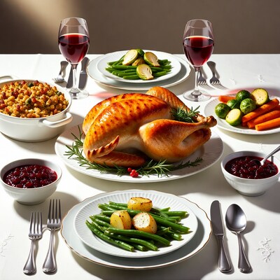 Roast Turkey Thanksgiving Dinner Table