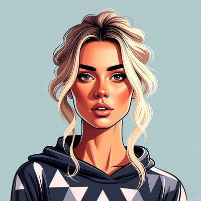 Blonde woman in hoodie illustration