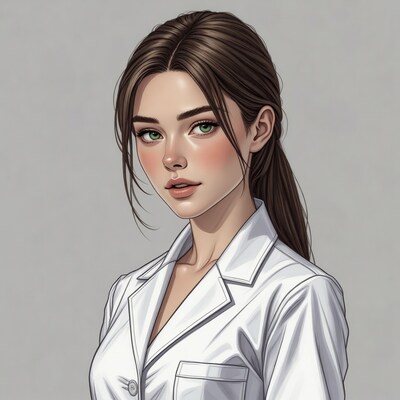 Beautiful woman in white coat