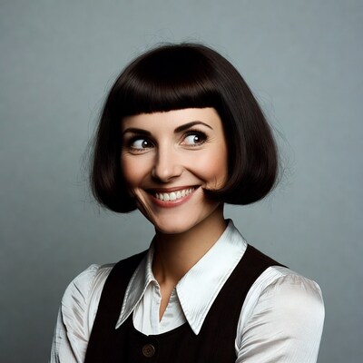 Smiling woman with bob haircut