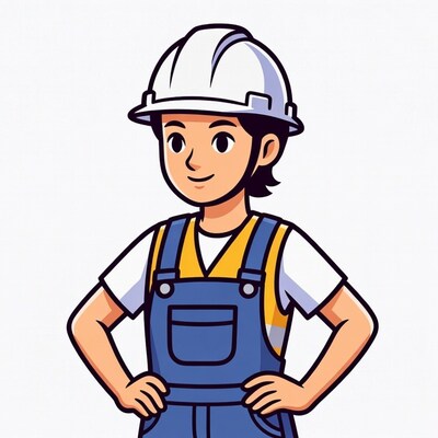 Female construction worker in hard hat