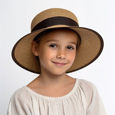 Girl wearing straw hat