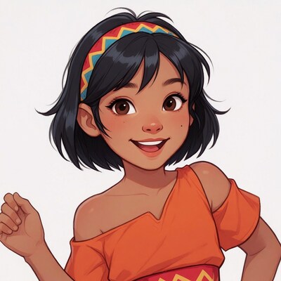 Smiling girl with colorful headband