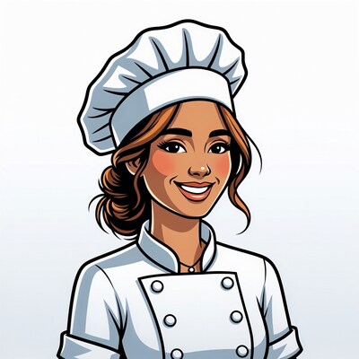 Smiling Latina Chef Woman Illustration