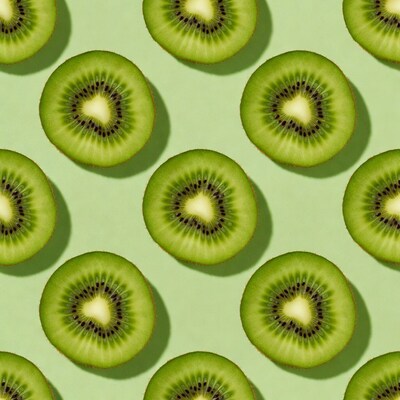 Sliced Kiwi Pattern on Green Background