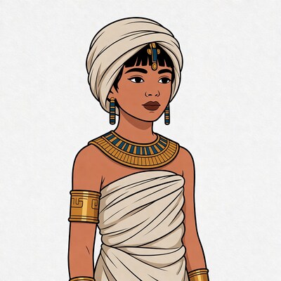 Egyptian girl in white dress illustration