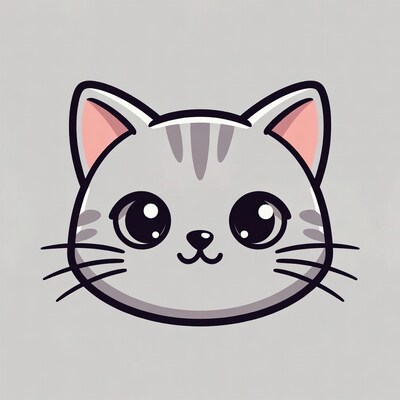 Cute gray tabby cat illustration