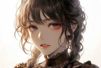 Anime girl with braids and lace collar