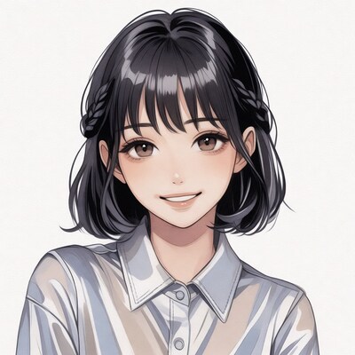 Anime girl with braided hair smiling