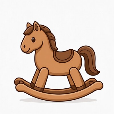Cute brown rocking horse illustration