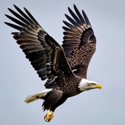 Bald Eagle Flying with Wings Spread
