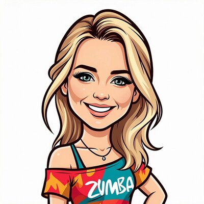 Smiling blonde Zumba woman illustration