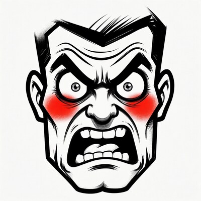 Angry Man Screaming Cartoon Face