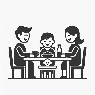 Family eating dinner at table
