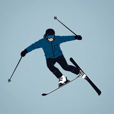 Man skiing in mid-air